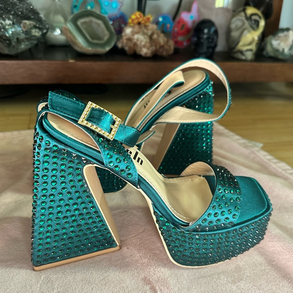 Rhinestone Studded Platform Heels